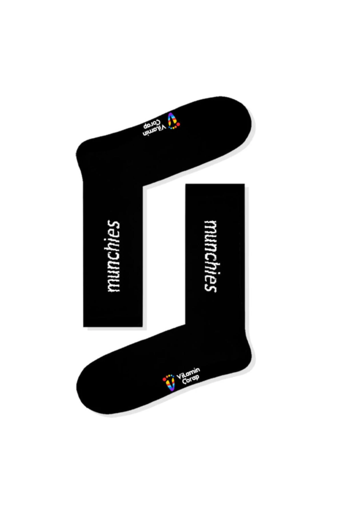 Munchies Siyah Atletik Çorap
