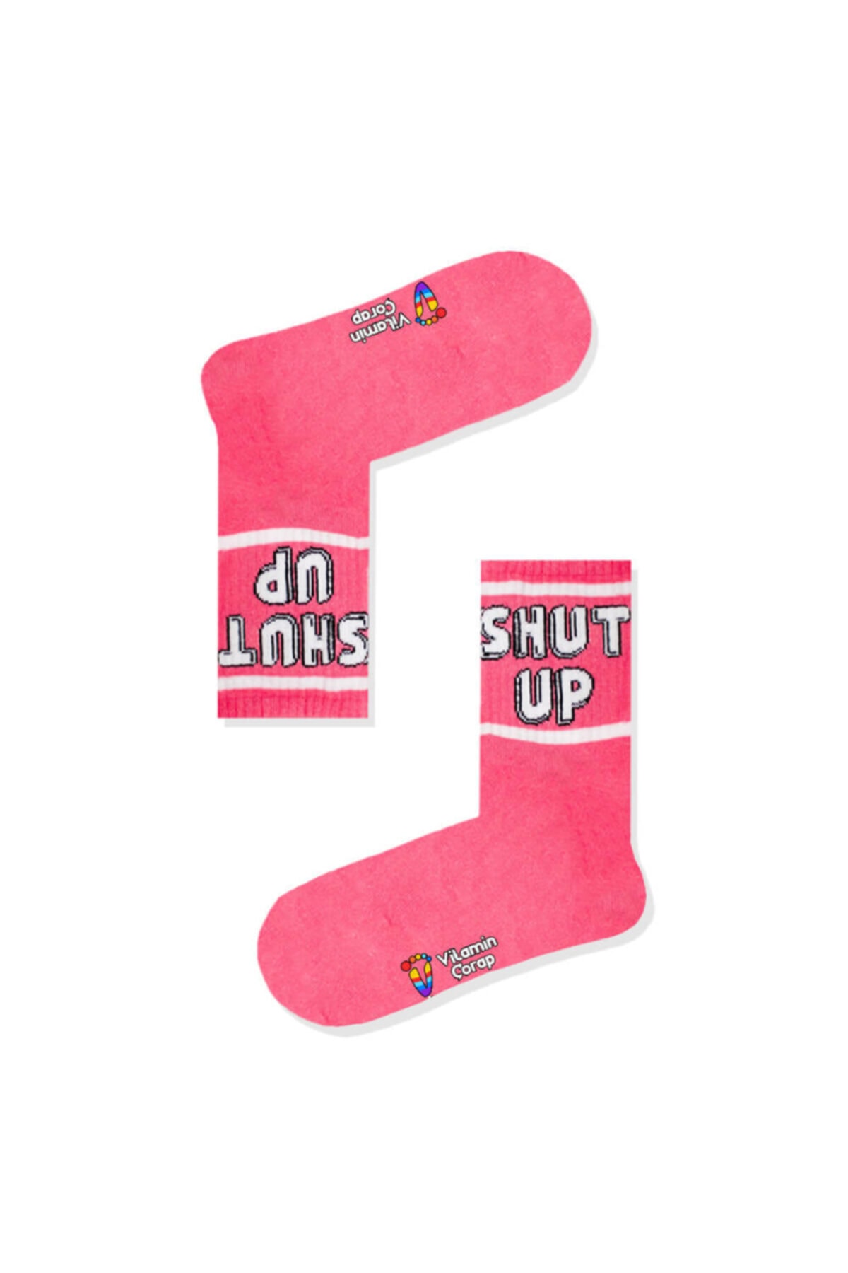 Shut Up Pembe Atletik Çorap