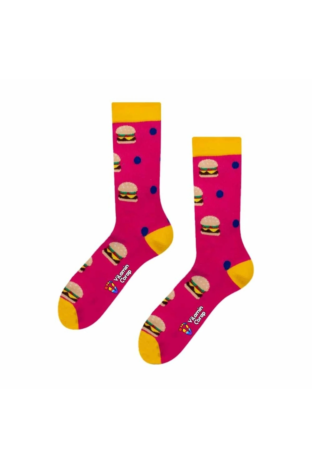 Hamburger Pembe Renkli Çorap