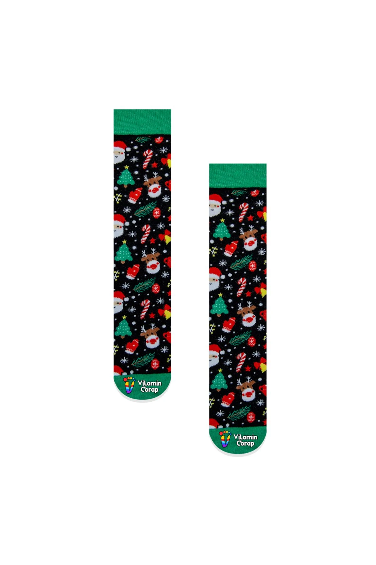 Noel Geyik Çan Renkli Çorap