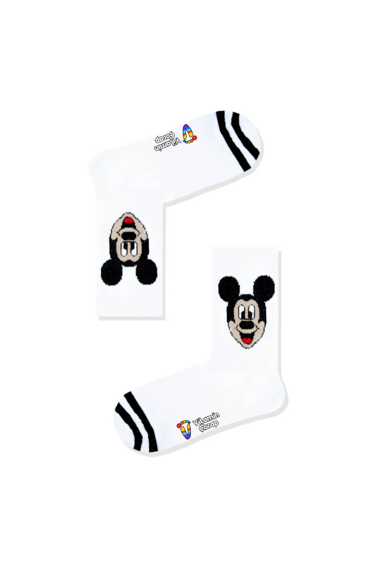 Mickey Mouse Beyaz Atletik Çorap