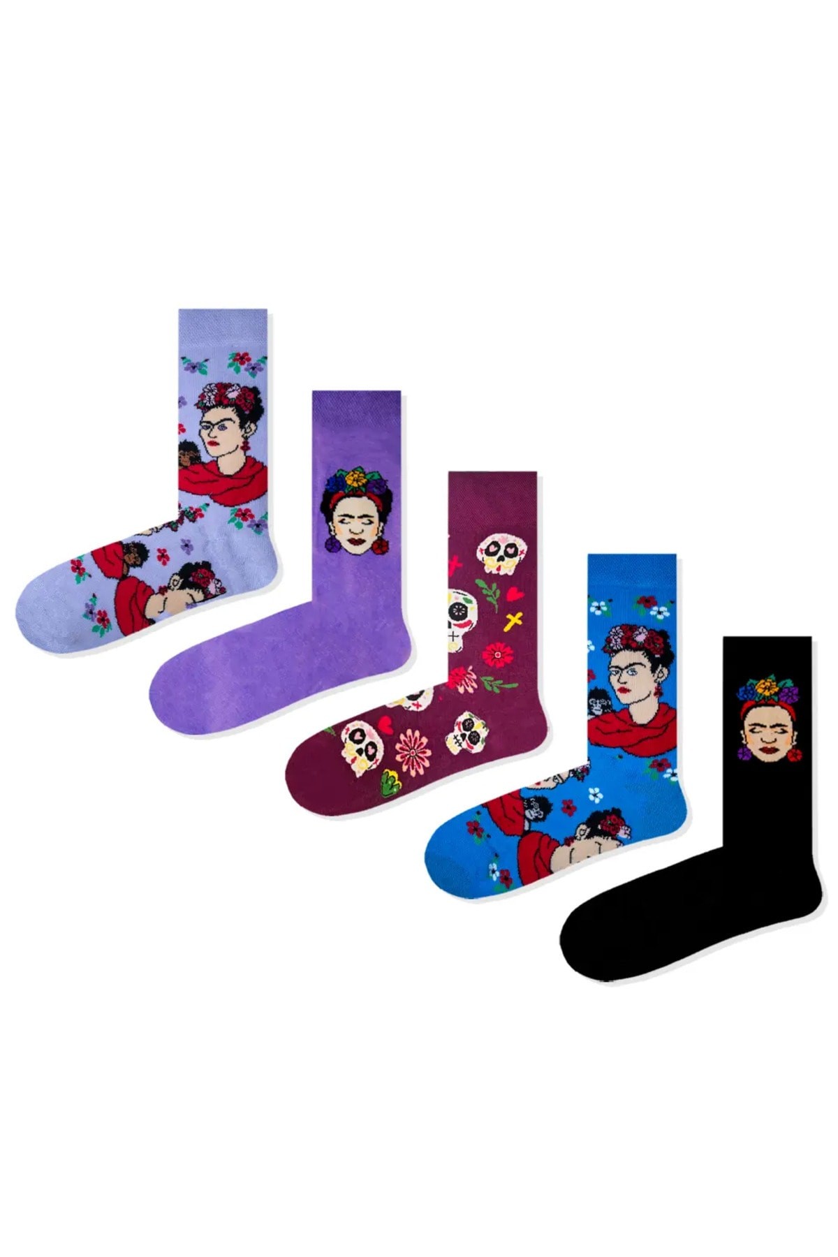 5'li Kahlo Renkli Çorap Set