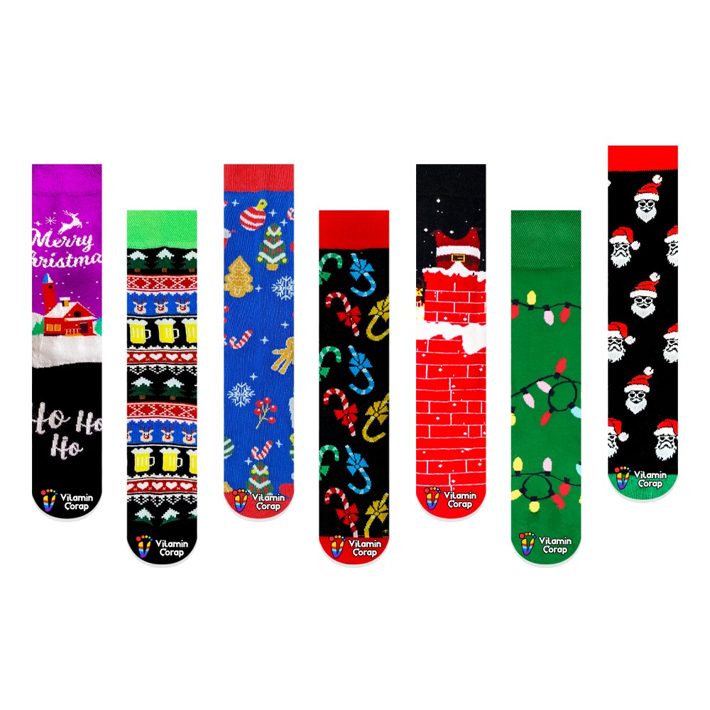 7’li Noel Renkli Çorap Set