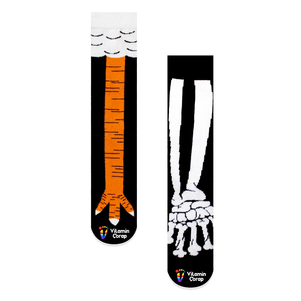 2'li Tavuk Skeleton Renkli Çorap Set