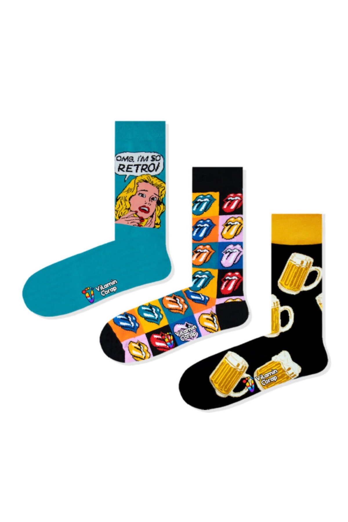 3'lü Keyif Renkli Çorap Set