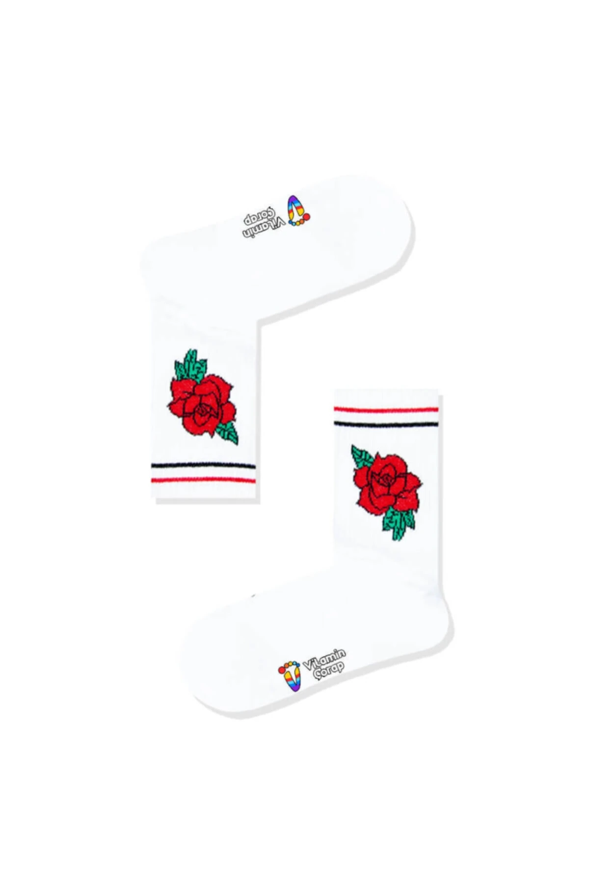 Gül Beyaz Atletik Çorap