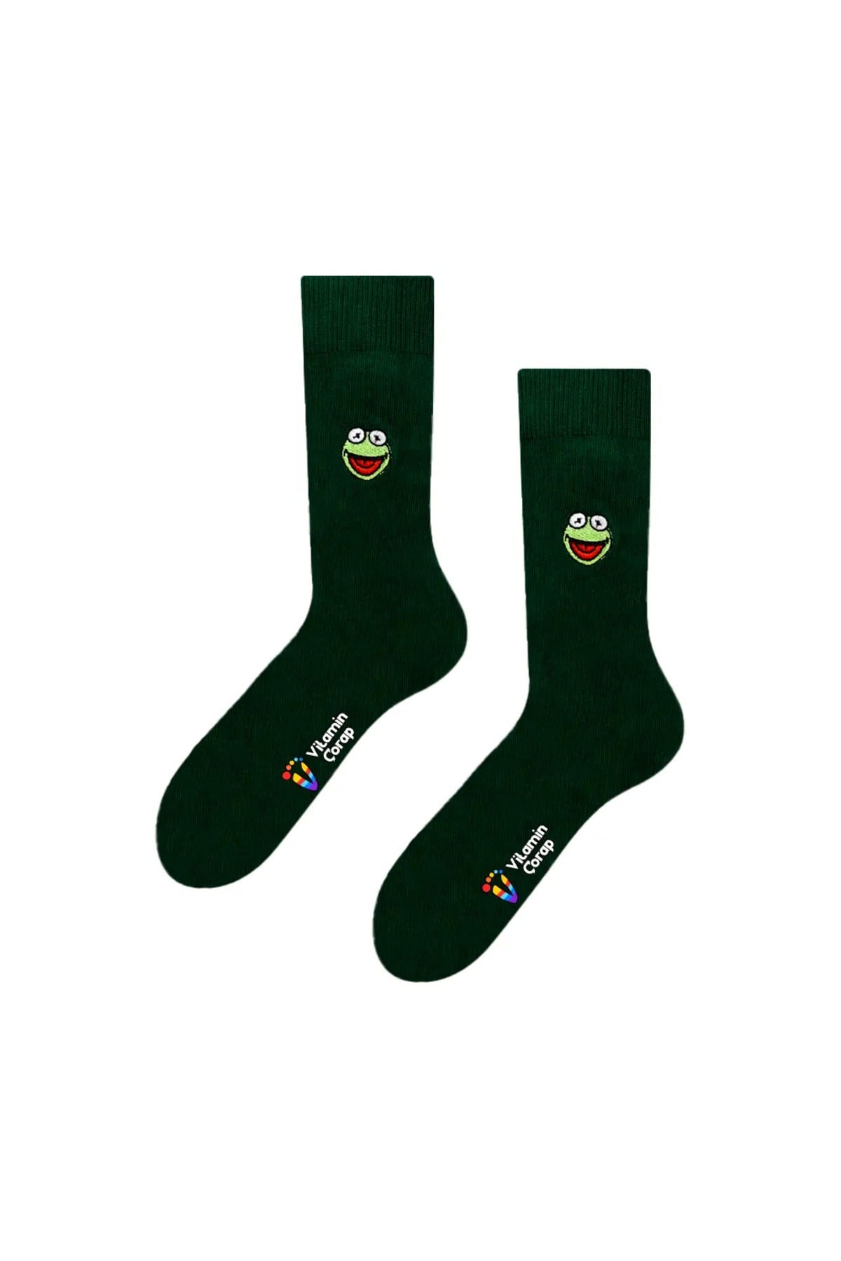 Kermit Nakışlı Renkli Çorap