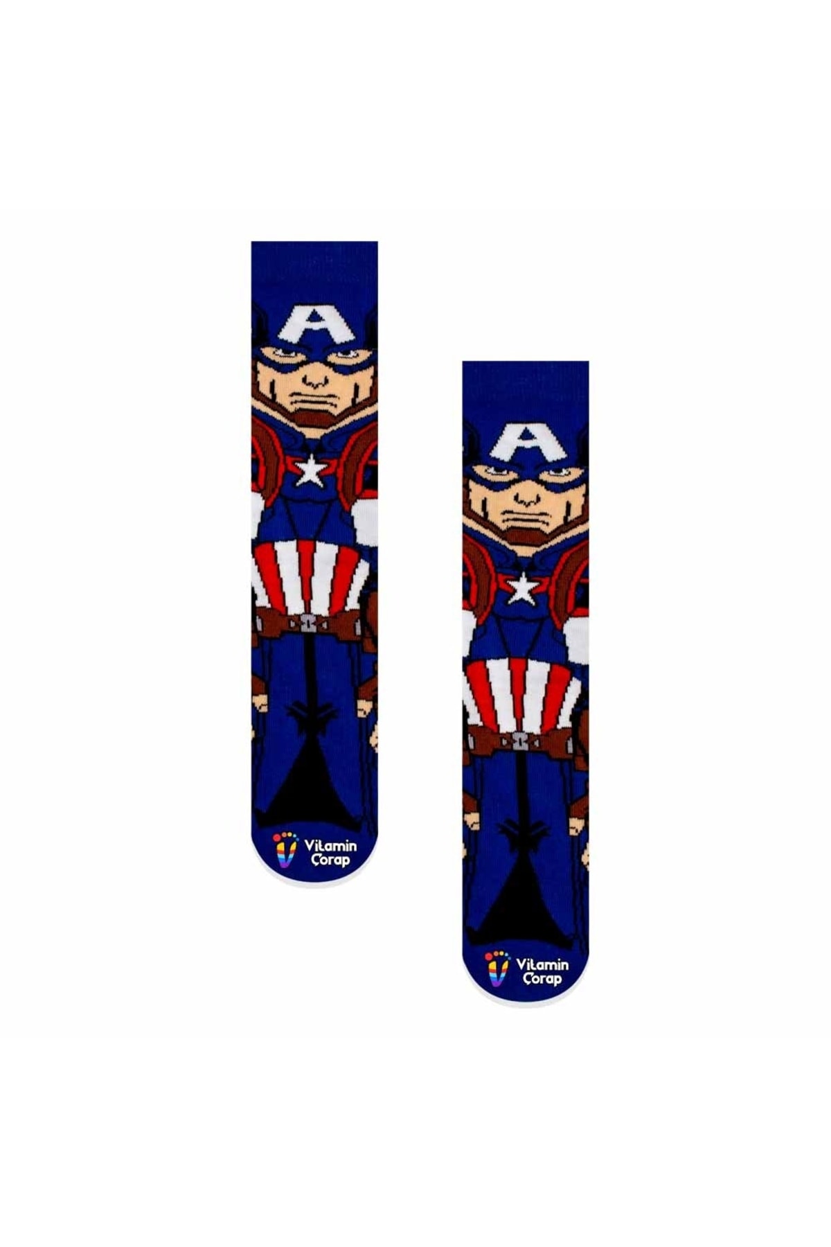 Kaptan America Mavi Renkli Çorap