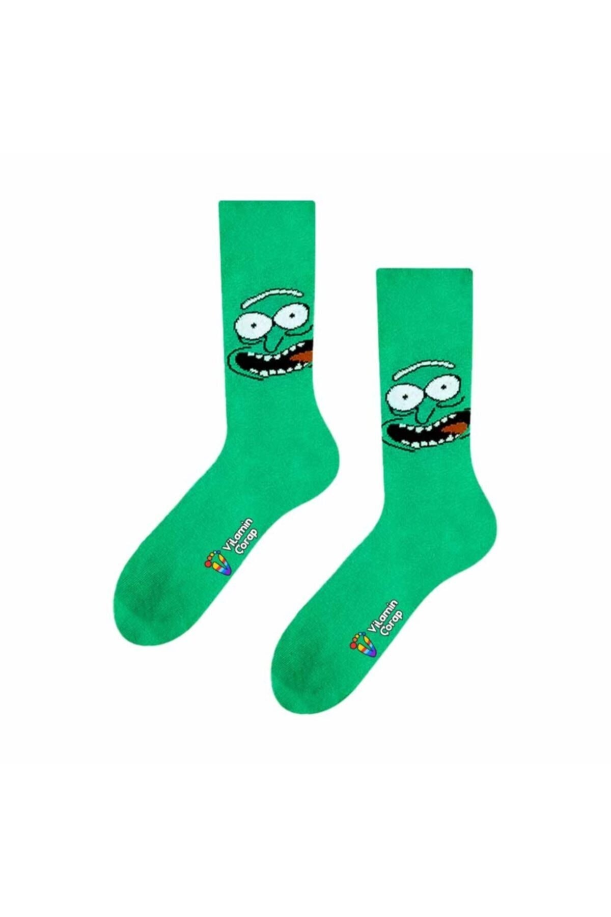 Pickle Rick Renkli Çorap