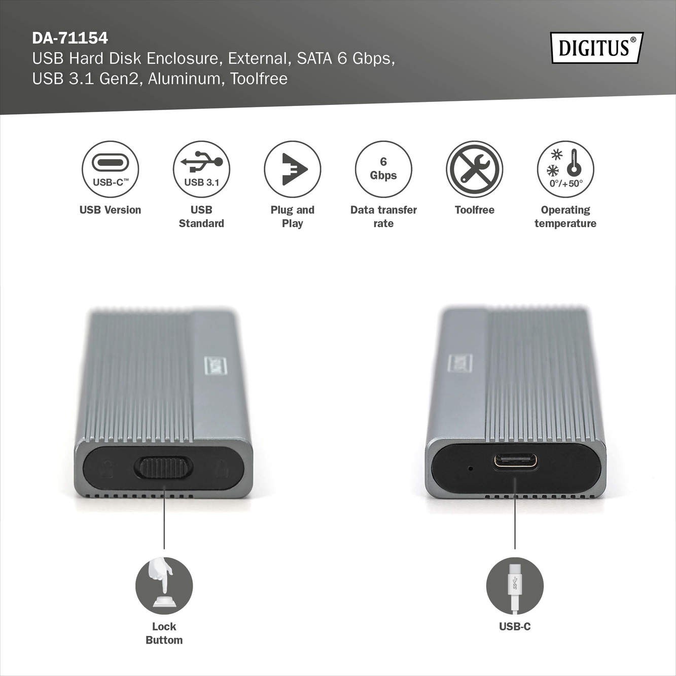 USB M2, Harici Disk Kutusu , SATA 6Gbps, USB 3.1 Gen2, Alimünyum