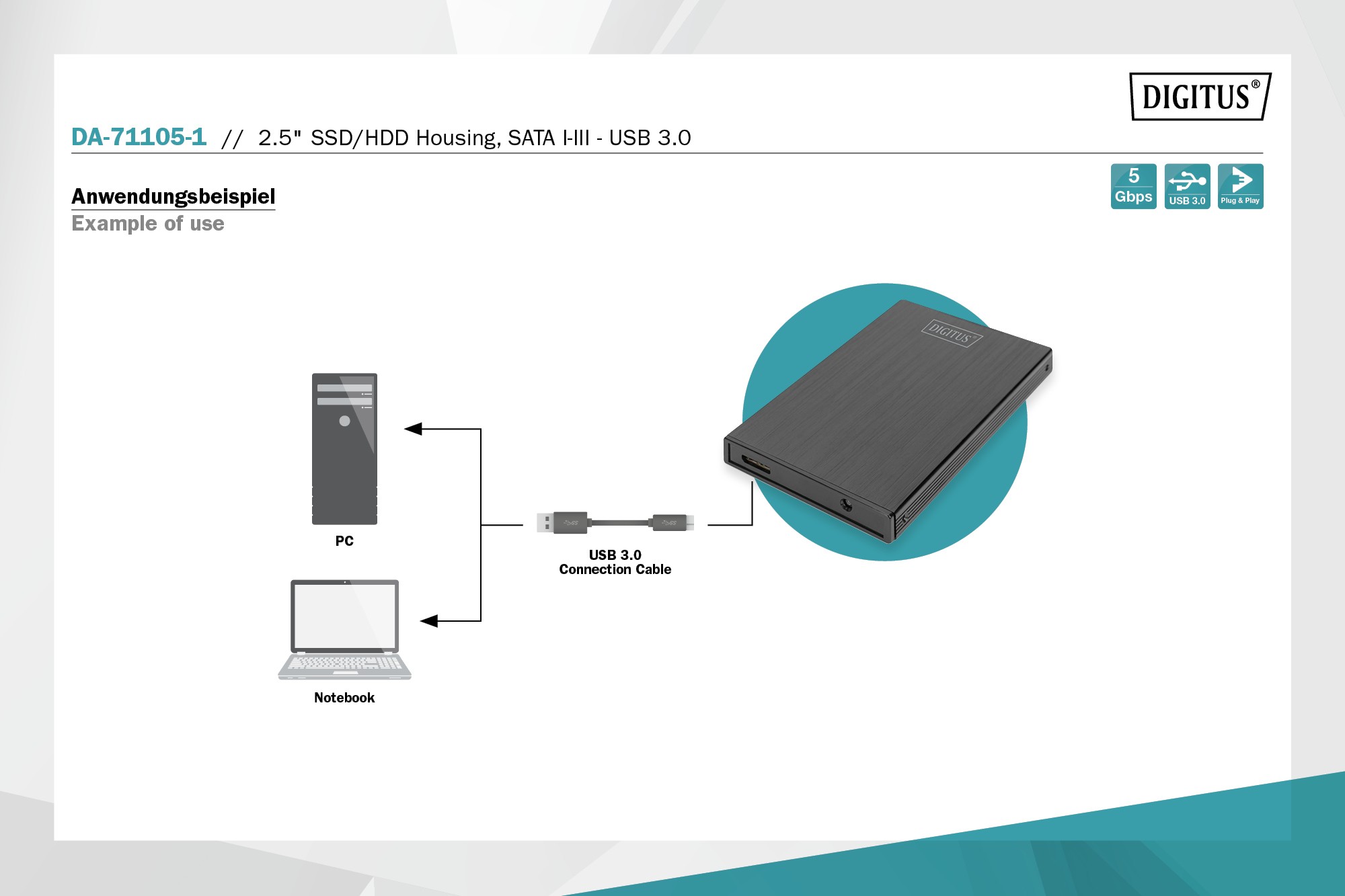 Harici 2,5" SSD/HHD Disk Kutusu, yüksek kaliteli alüminyum gövde ile USB 3.0'da SATA I-III