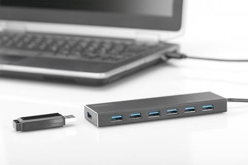 Dıgıtus USB 3.0 7 Portlu Çoklayıcı Adaptörlü