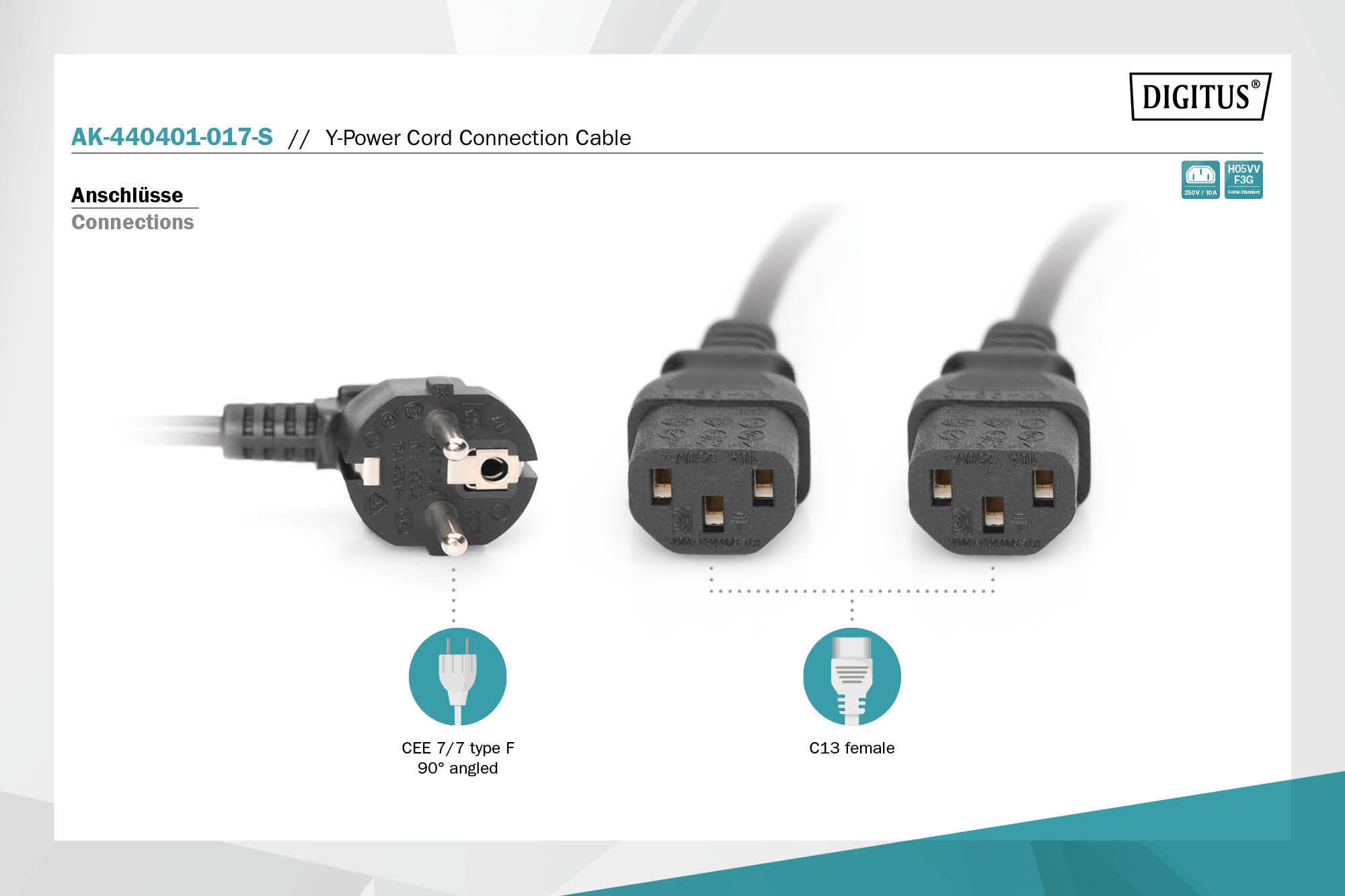 DIGITUS Y-Elektrik bağlantı kablosu