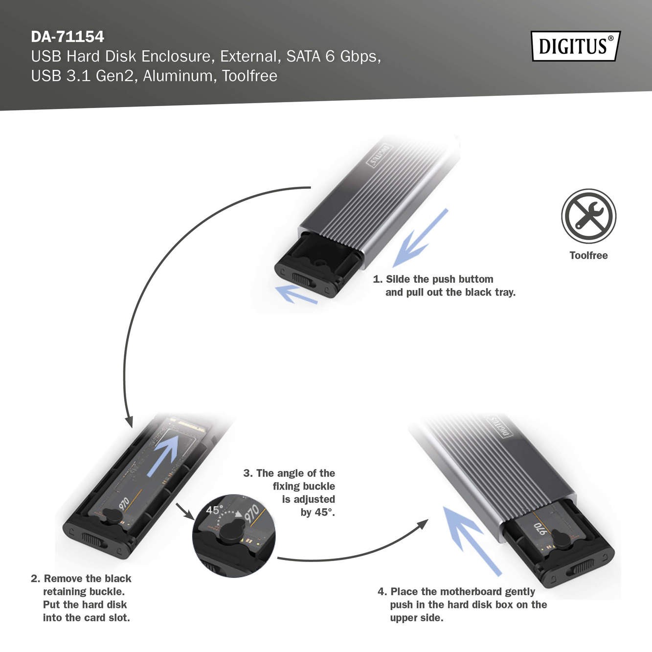 USB M2, Harici Disk Kutusu , SATA 6Gbps, USB 3.1 Gen2, Alimünyum