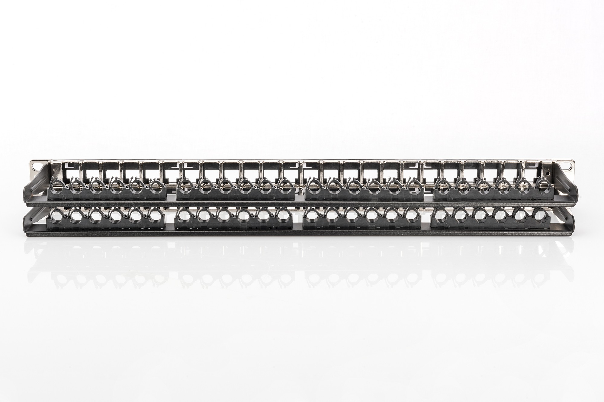 48 portlu Modüler patch panel, blendajlı, Etiketleme paneli, 1U,