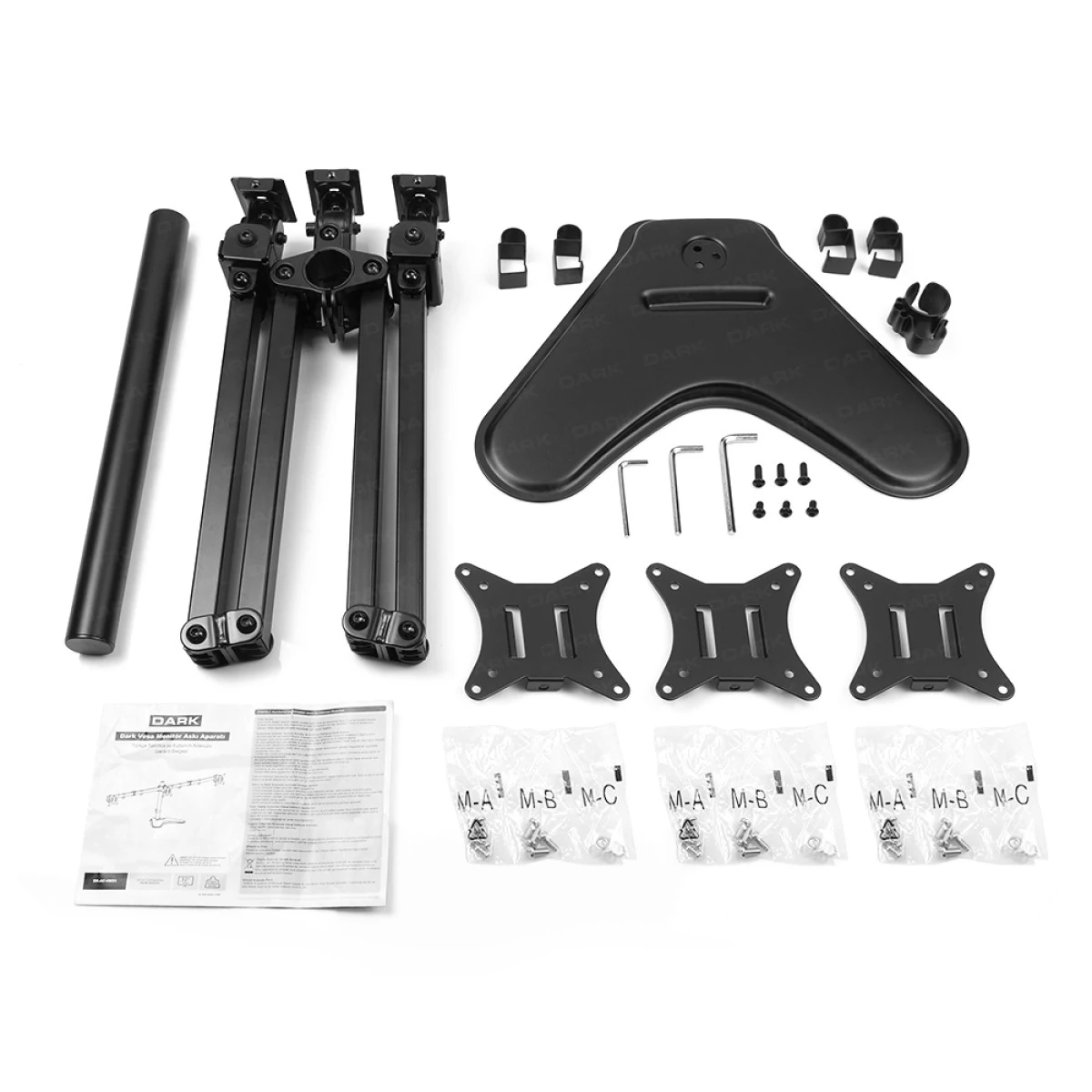 Dark VM31 17"-27" 3 Monitör Destekli Masa Monte Monitör Standı