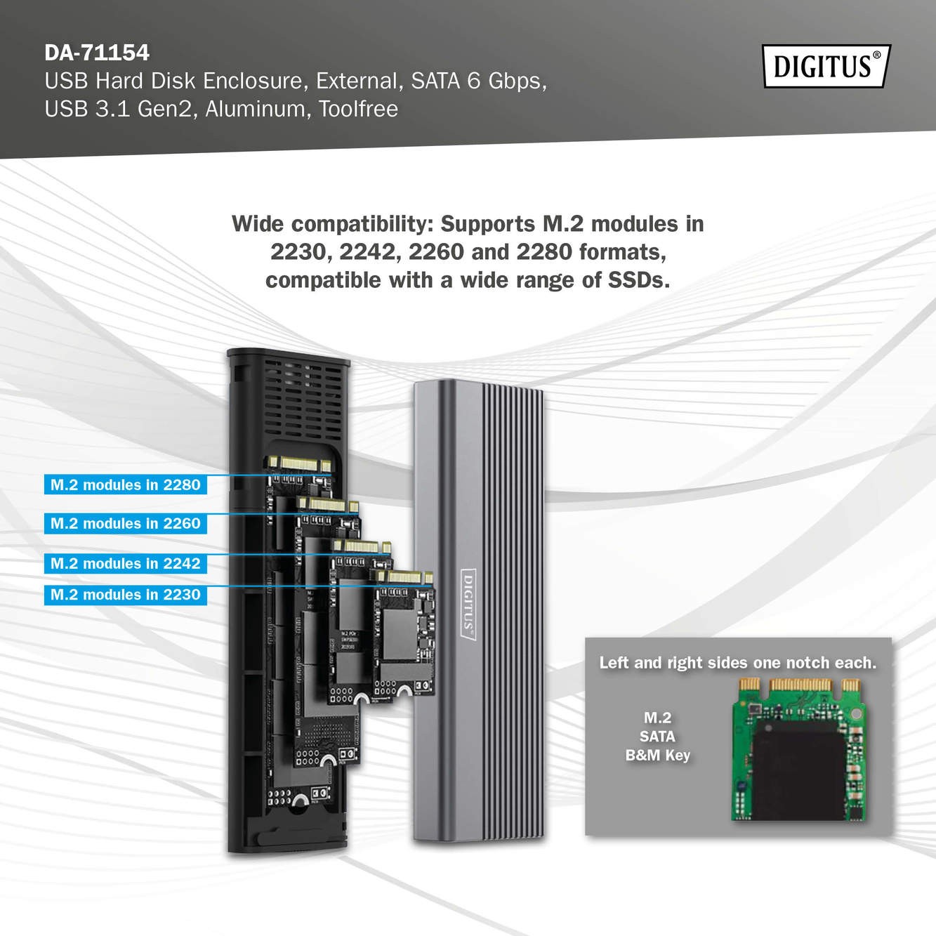 USB M2, Harici Disk Kutusu , SATA 6Gbps, USB 3.1 Gen2, Alimünyum