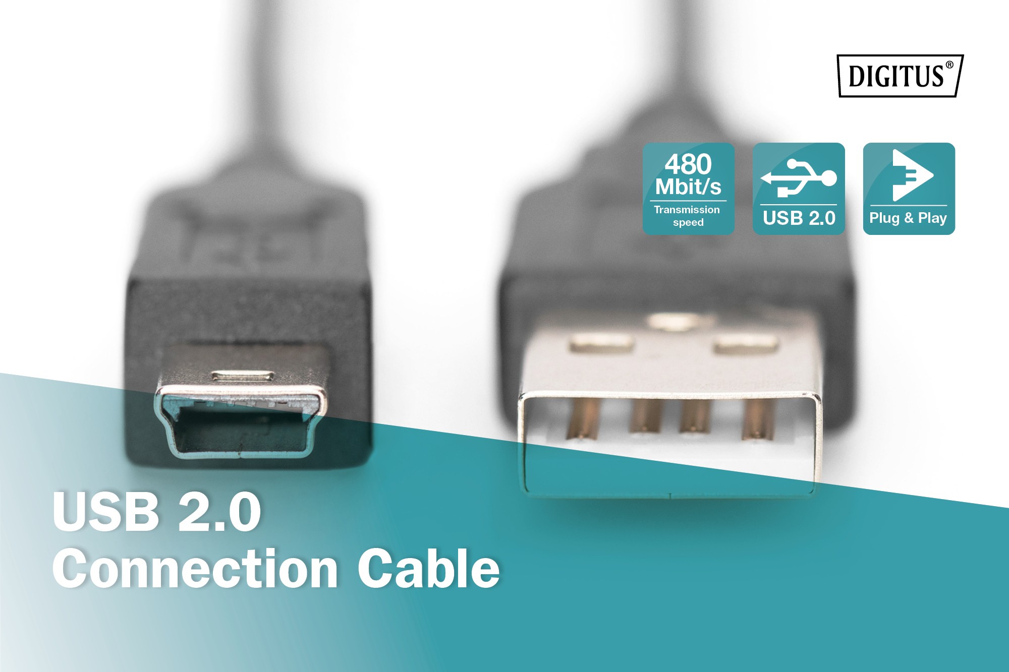 USB 2.0 bağlantı kablosu, A tipi - mini B (5pin)  1.8 Metre