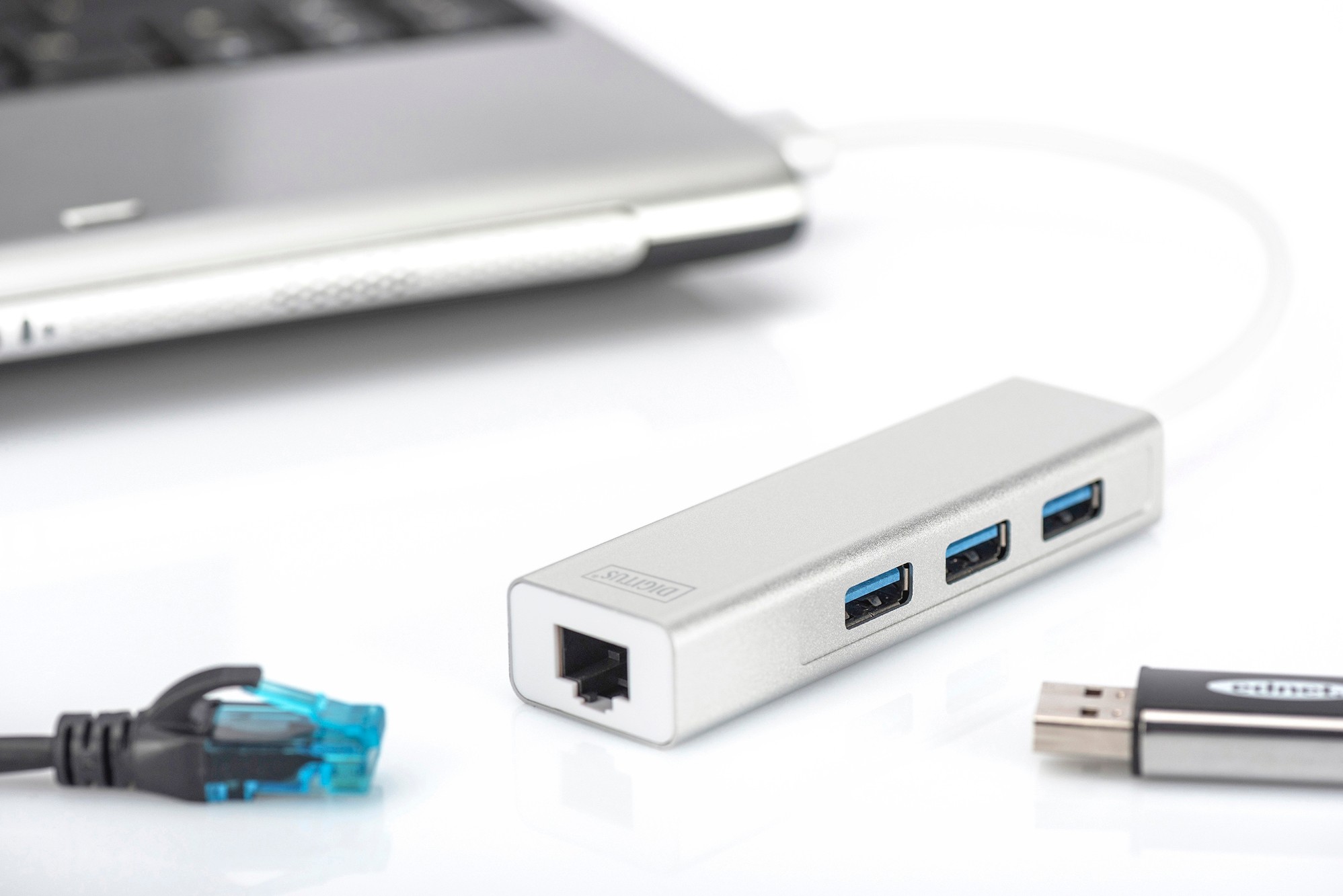 Digitus 3 Port USB 3.0 HUB & USB 3.0 Gigabit Ethernet Adaptörü DA-70250-1