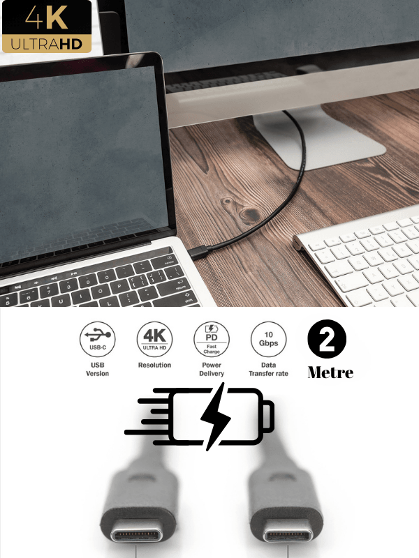 Digitus Şarj Görüntü Ses Destekli 4K Type-C To Type-C (2m) 100 W