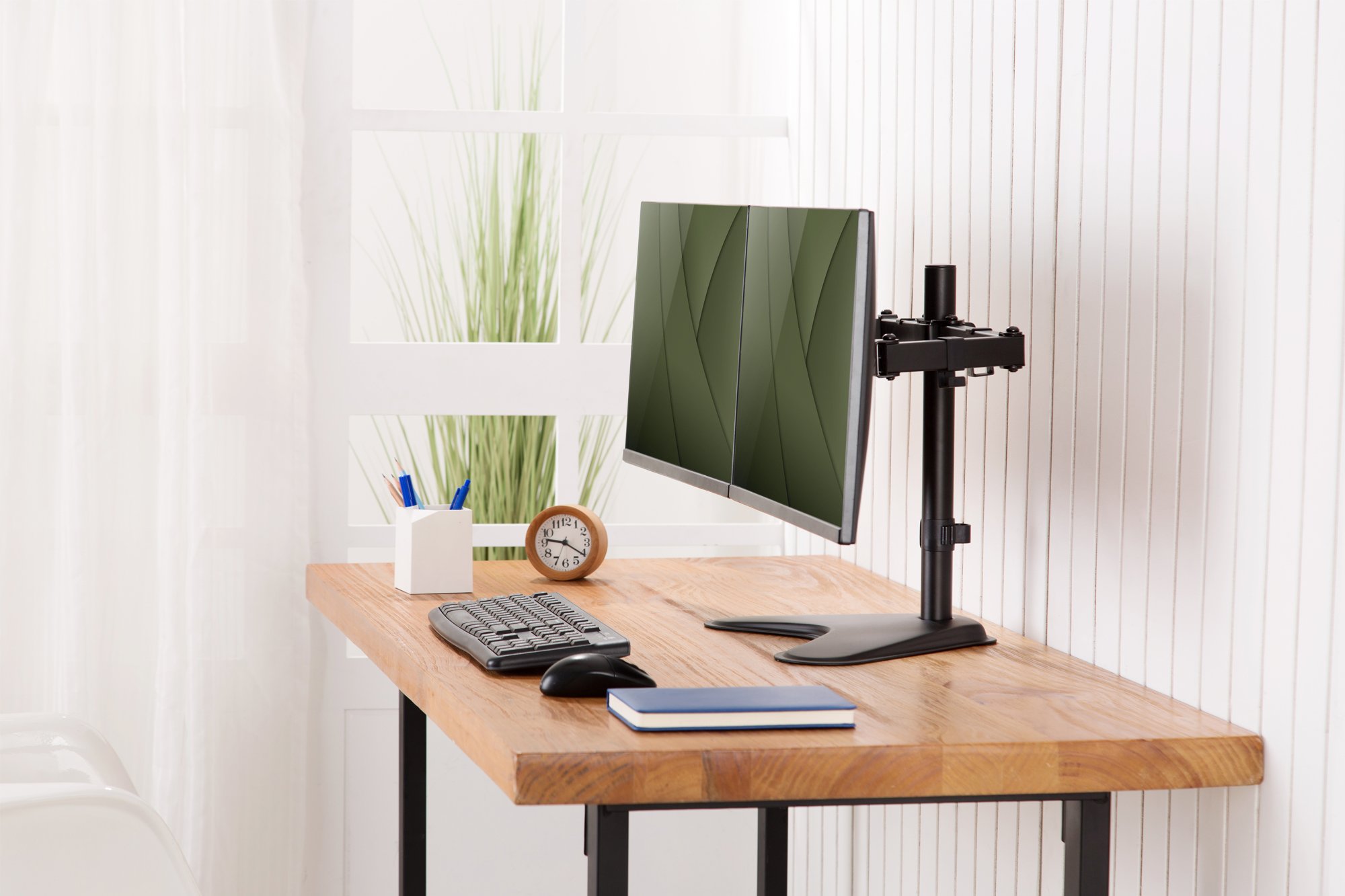 Ayaklı ikili monitör tutucusu 17-32", 2 x 8 kg (maks.), siyah