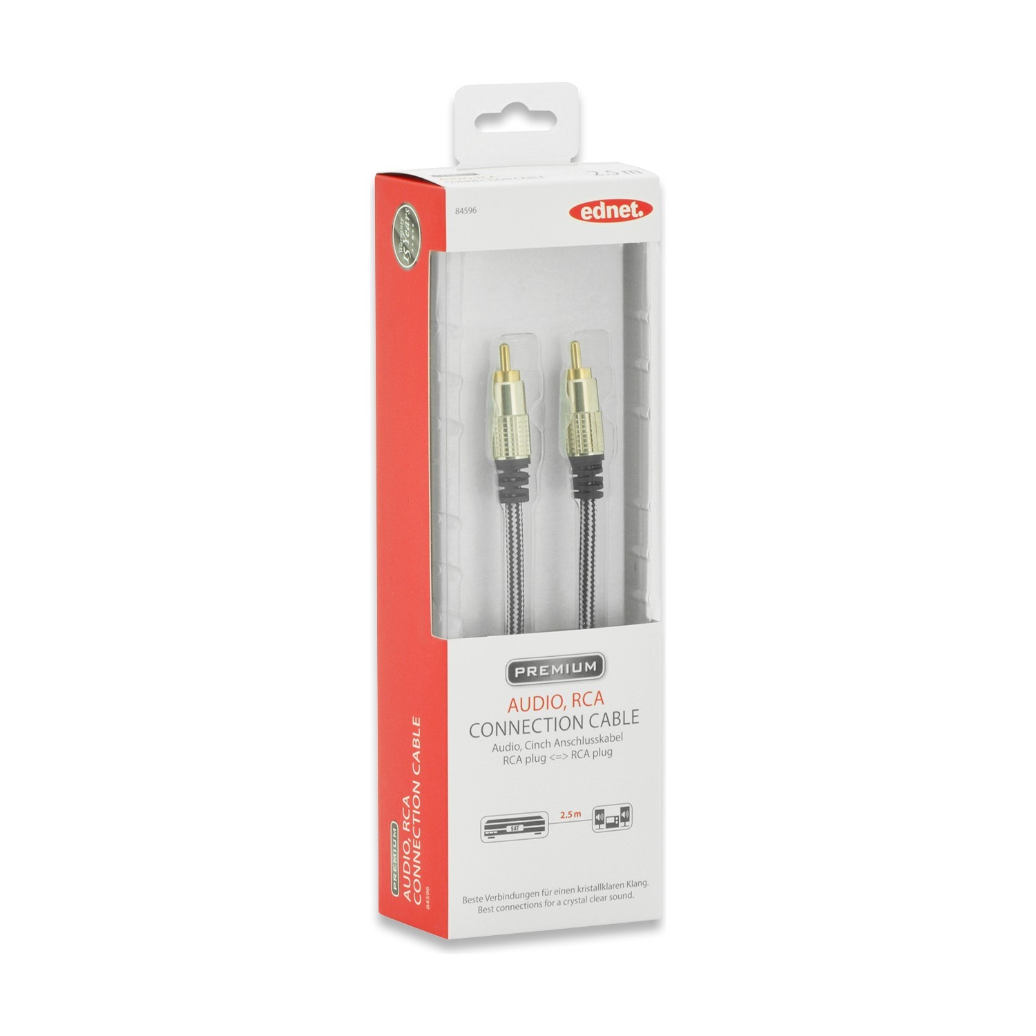Ednet 84596 Rca Audio/phono 2.5 Metre Siyah Kablo