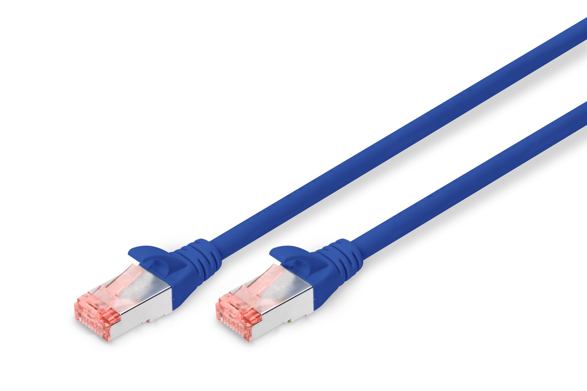 CAT 6 S-FTP bağlantı kablosu, bakır, LSZH AWG 27/7, uzunluk 1 m, mavi renk