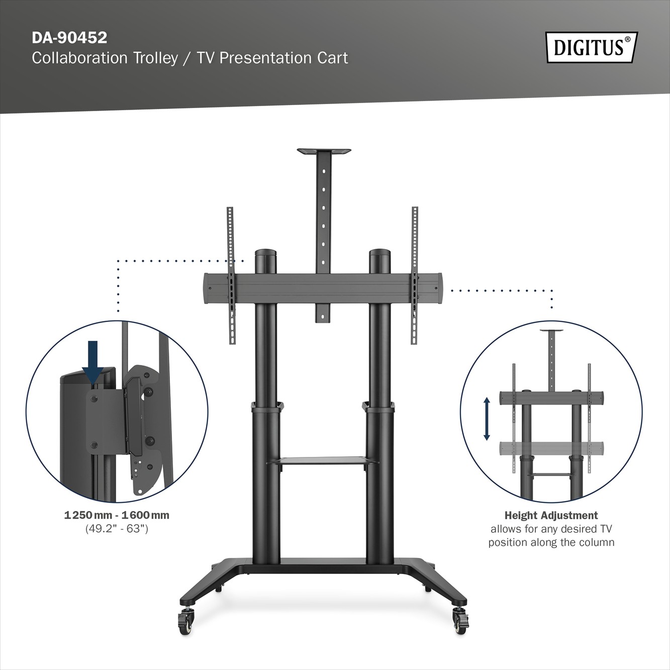 TV sunum arabası, 70-120" 140 kg maks., siyah