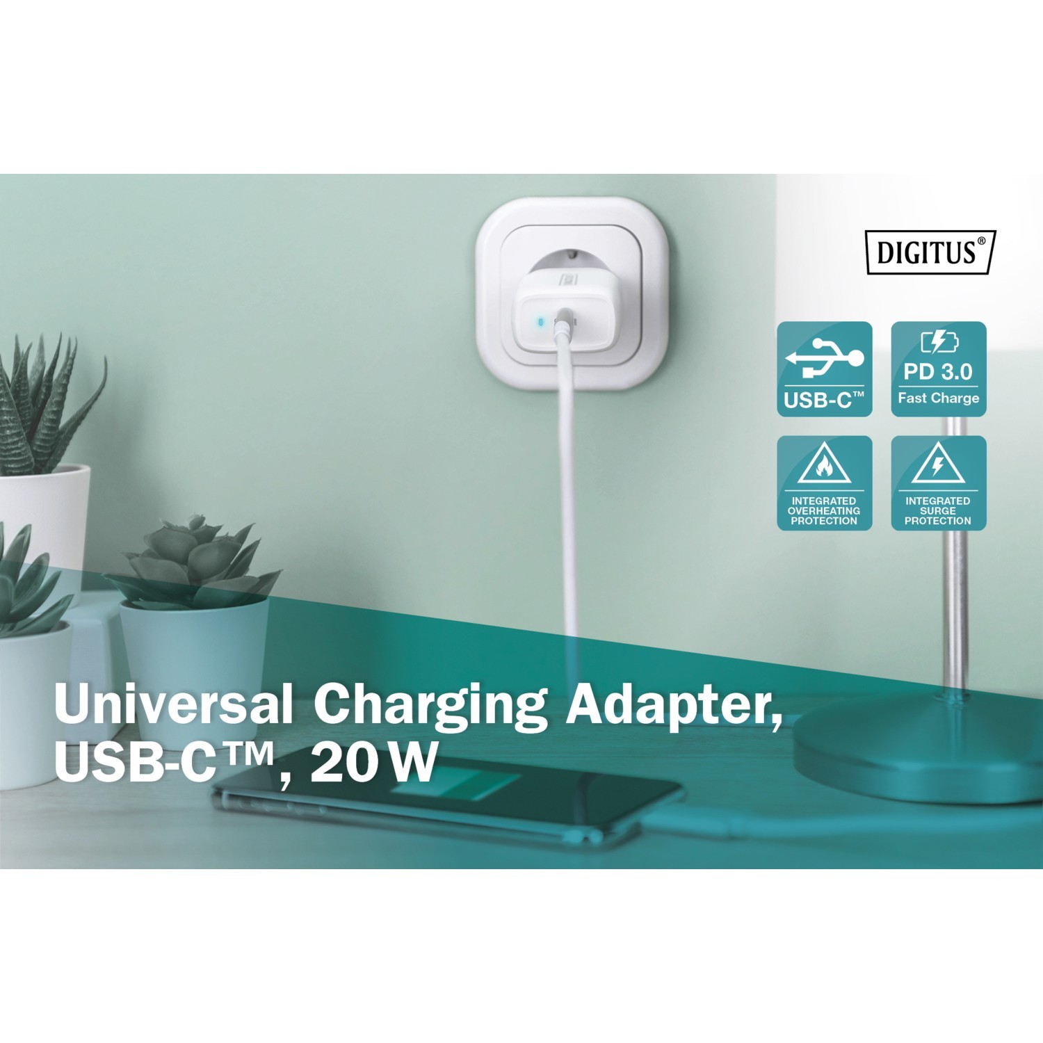 Dıgıtus Evrensel Şarj Adaptörü, Usb-C™, 20 W