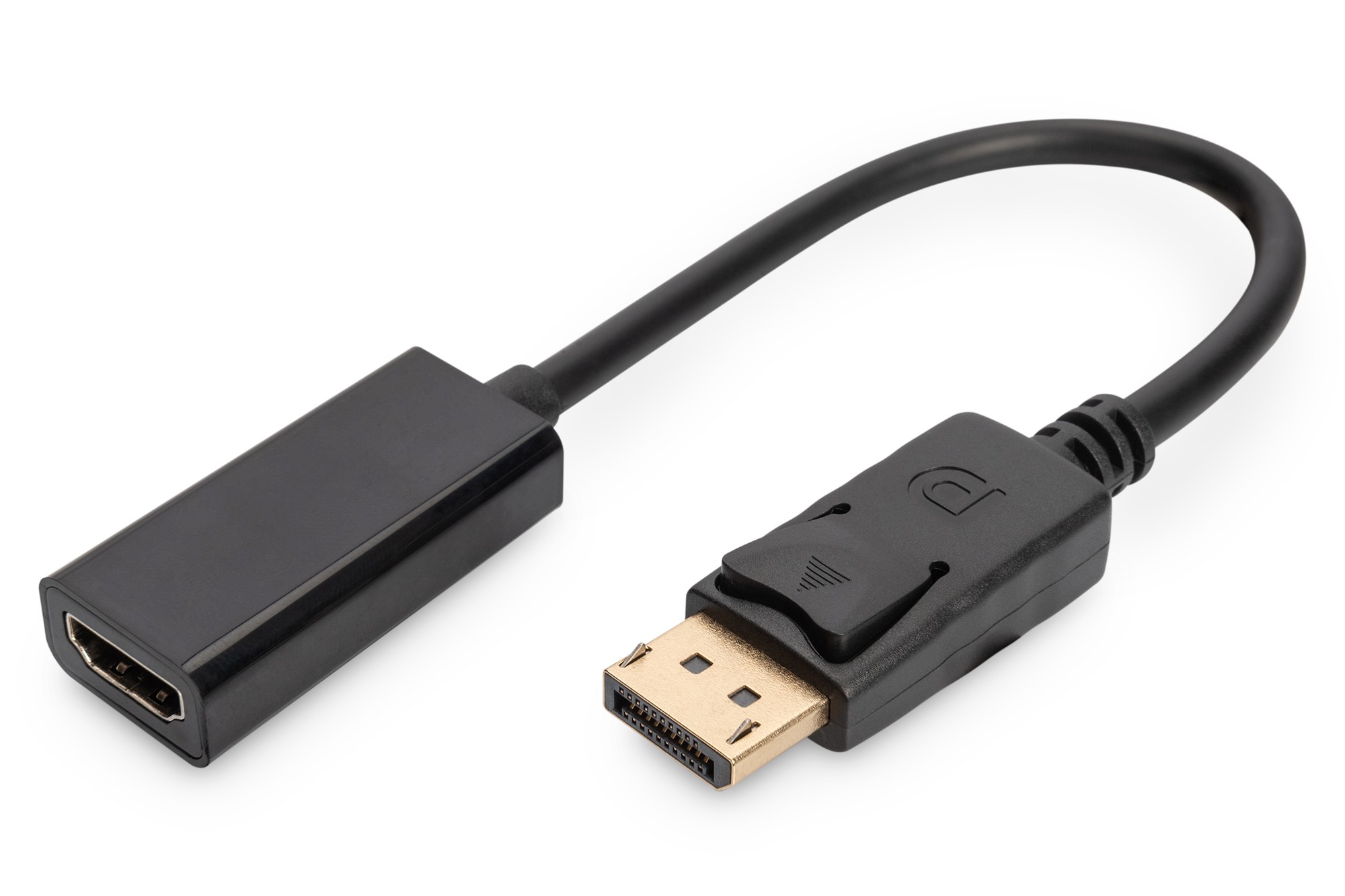 DisplayPort adaptör kablosu, mini DP - HDMI tip A St/Bu, 0,15 m, m/interlock, DP 1.1a uyumlu, CE, sw