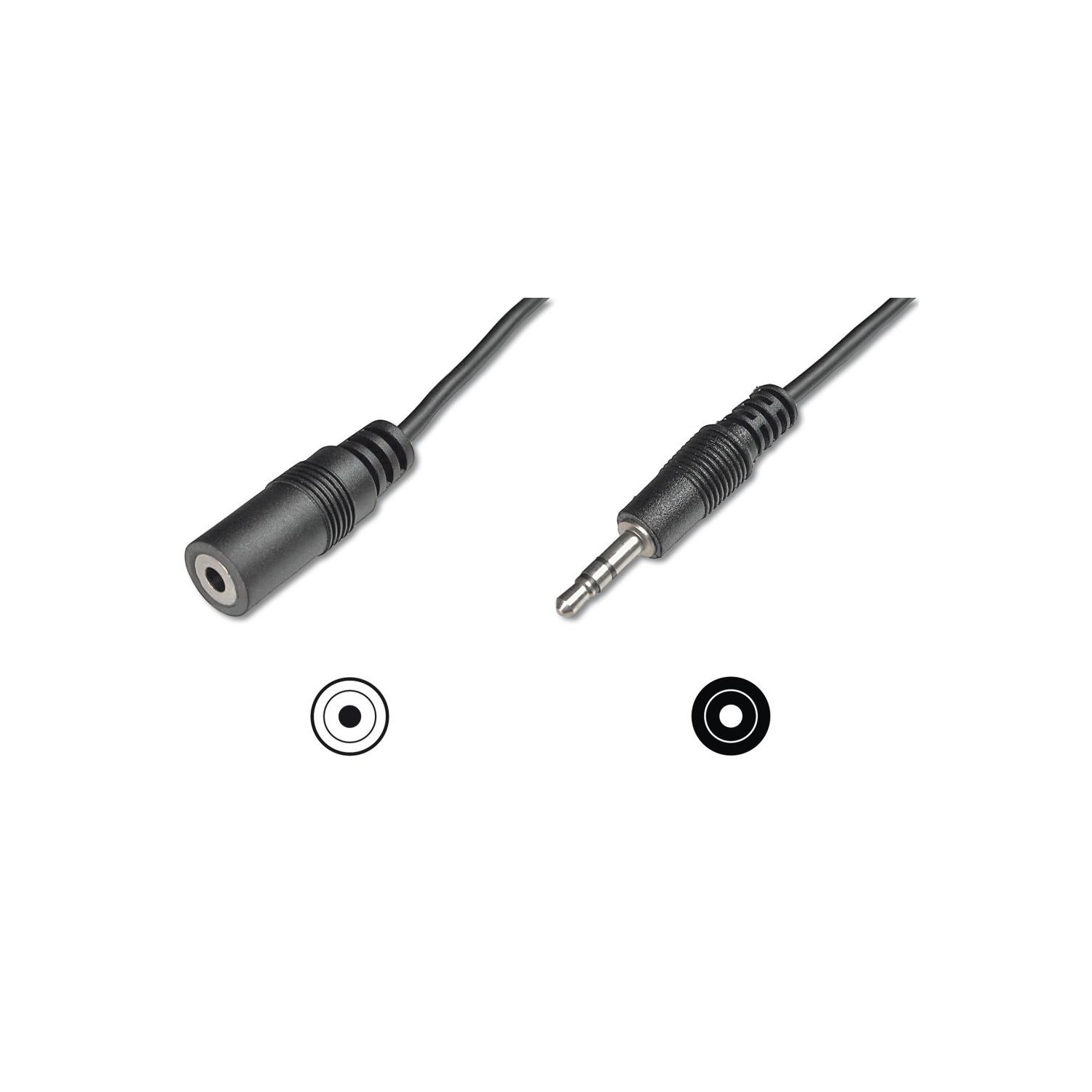 Audio Uzatma Kablosu, Stereo 3.5Mm Erkek - 3.5Mm Dişi, 3 Metre, Ccs, 2X0.10/10, Zırhlı, Siyah Renk