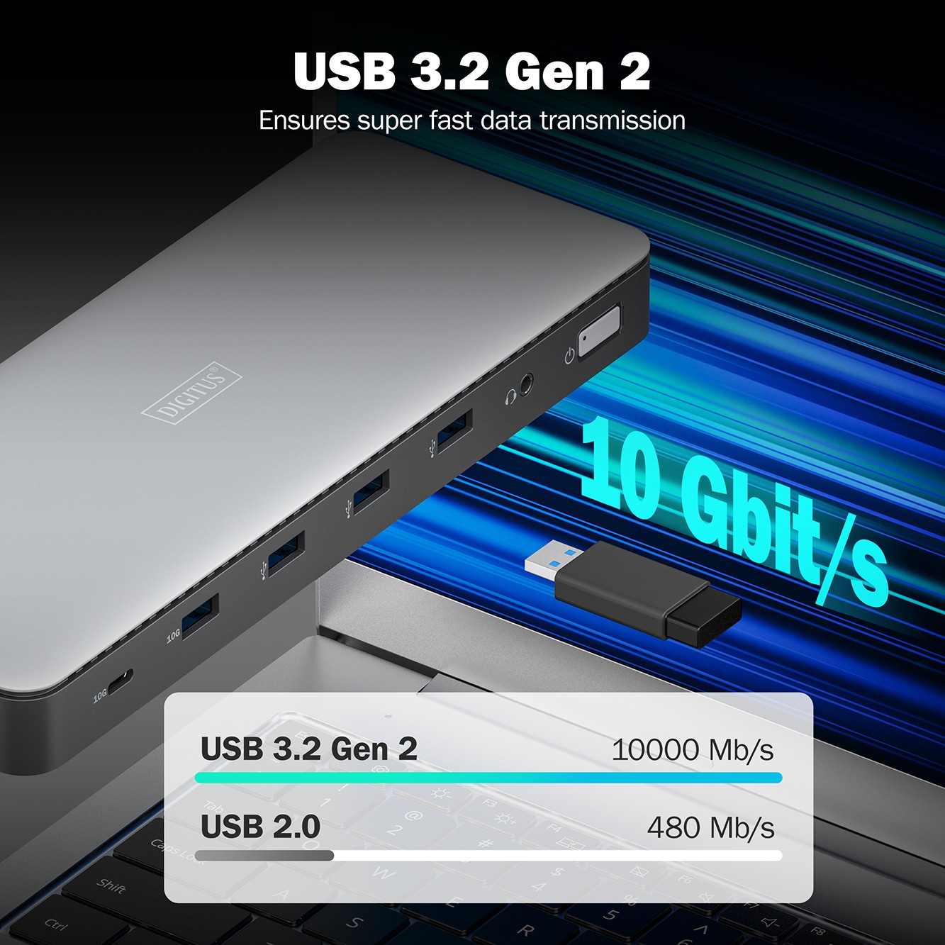 DIGITUS USB-C Docking Statio 3.2 Gen 2 bağlantı noktası (10 Gbit/s),13 Port