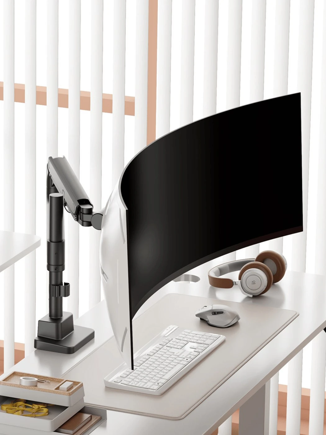 57" Kadar Uyumlu Gaz Yaylı Monitör Kolu | 27 kg Taşıma Kapasiteli, Tam Hareketli