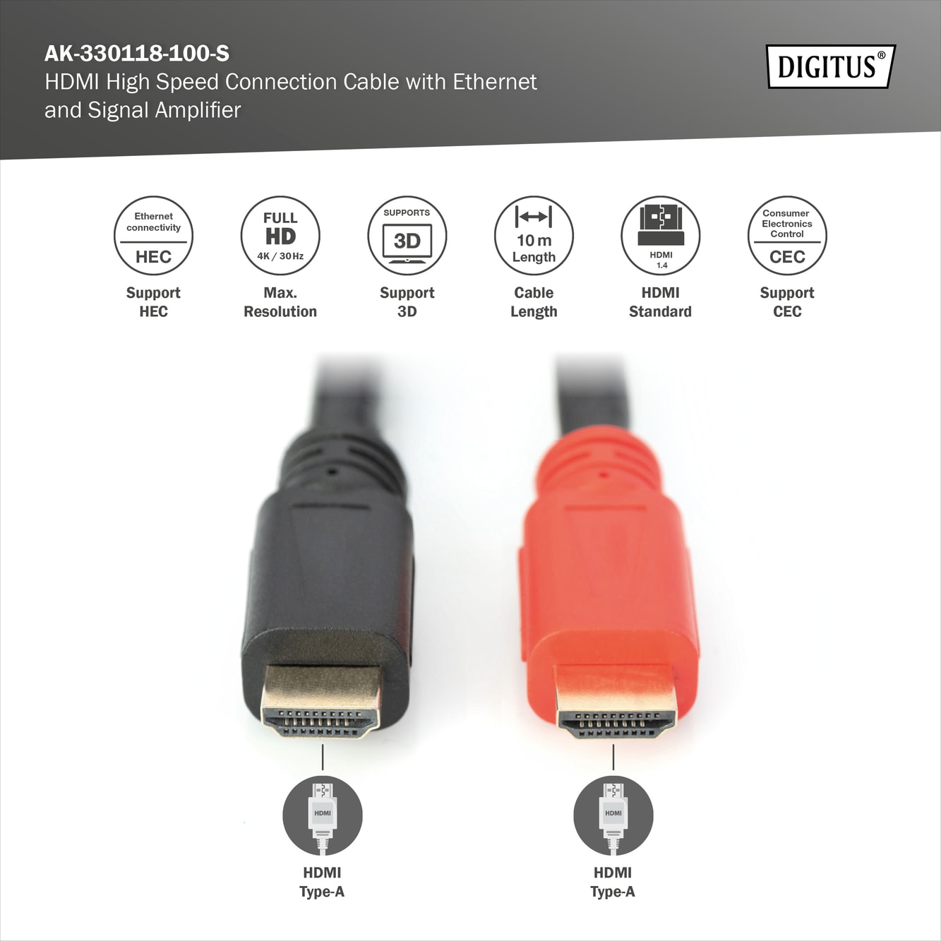 HDMI 1.4 Yüksek Hızlı Kablo 10 Metre | 4K@30Hz UHD,  3D Destekli