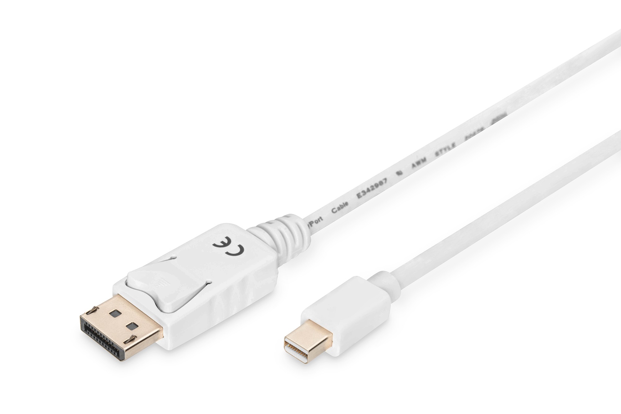 DisplayPort bağlantı kablosu, mini DP - DP , 3 Metre, Kilitli, DP 1.1a uyumlu, Beyaz