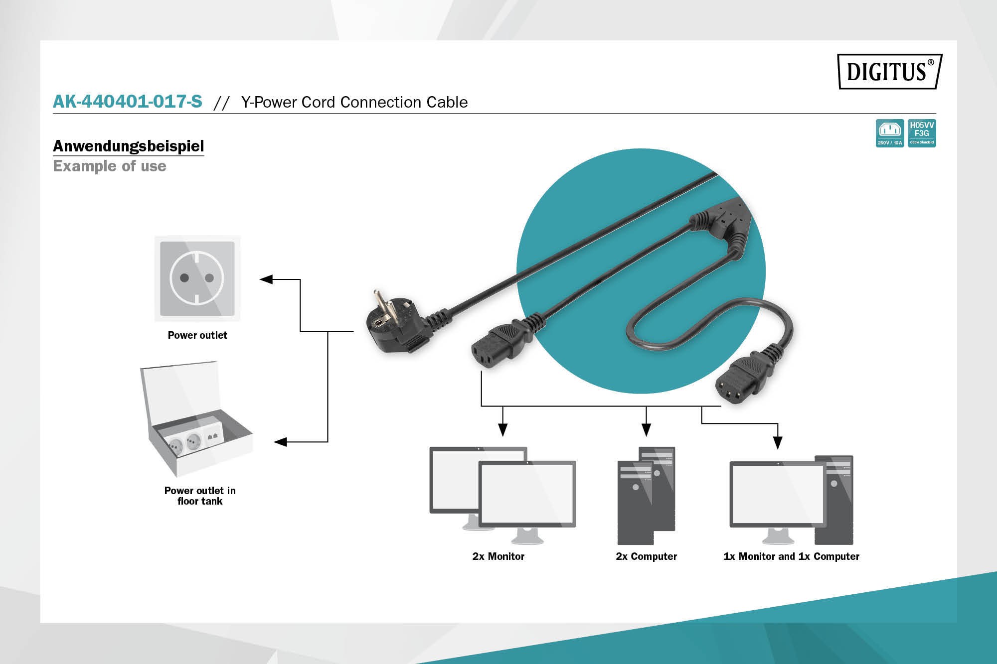 DIGITUS Y-Elektrik bağlantı kablosu