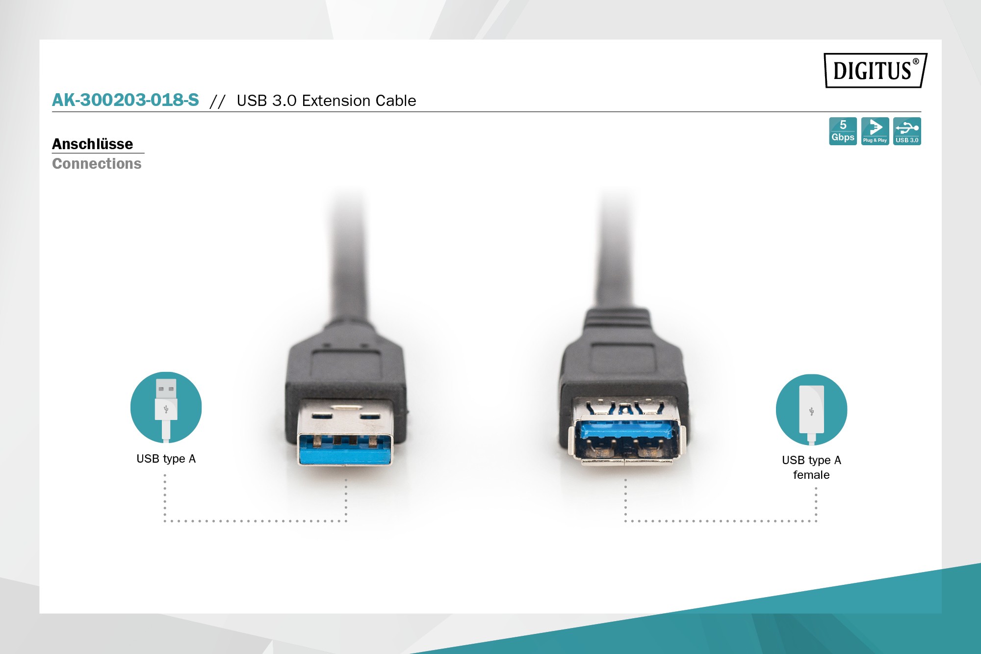 Usb 3.0 Uzatma Kablosu, Usb A Erkek - Usb A Dişi, 1.8 Metre, Awg 28, 2X Zırhlı, Ul, Siyah 