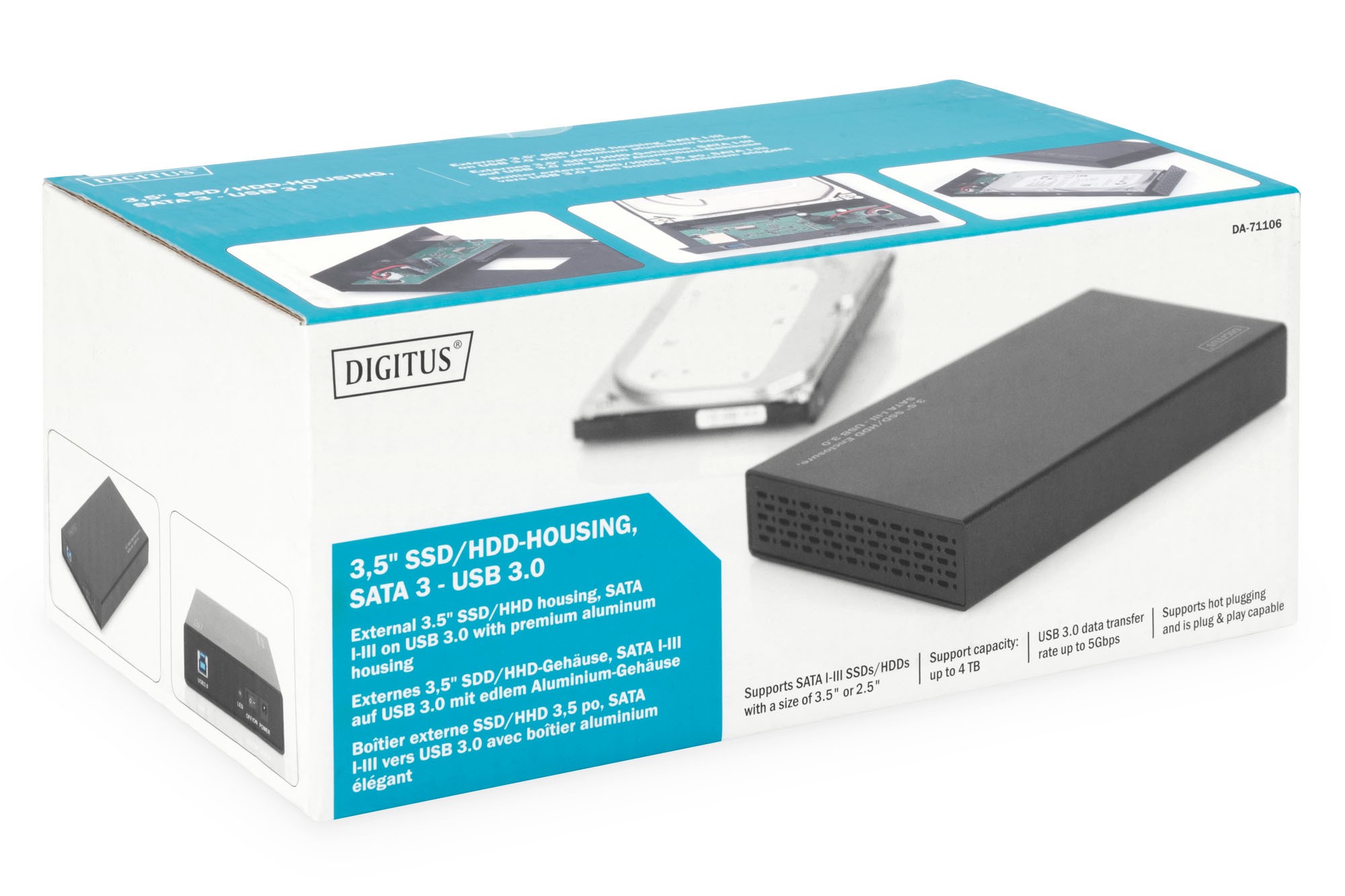 DIGITUS 3,5" SSD/HDD gövde, SATA 3 - USB 3.0
