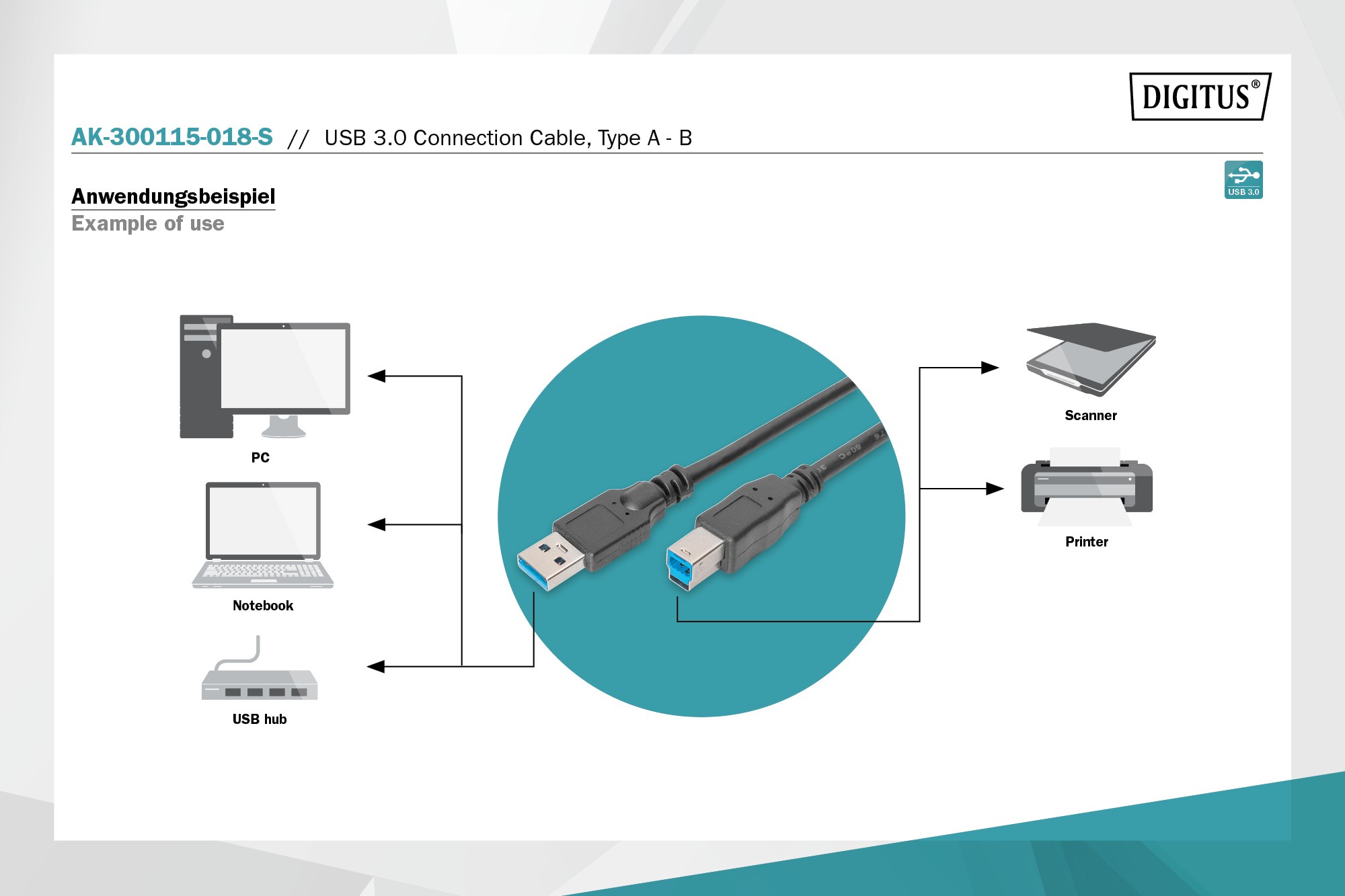 ASSMANN 1.8metre AK-300115-018-S USB Yazıcı Kablosu