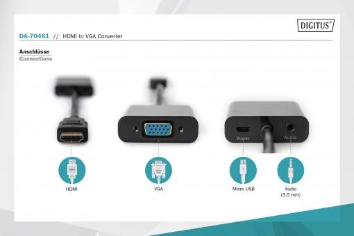 Digitus DA-70461 HDMI-VGA Çevirici Adaptör