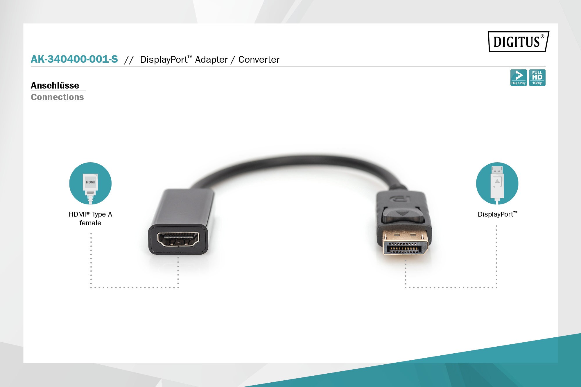 Digitus AK-340400-001-S Display-HDMI Adaptör