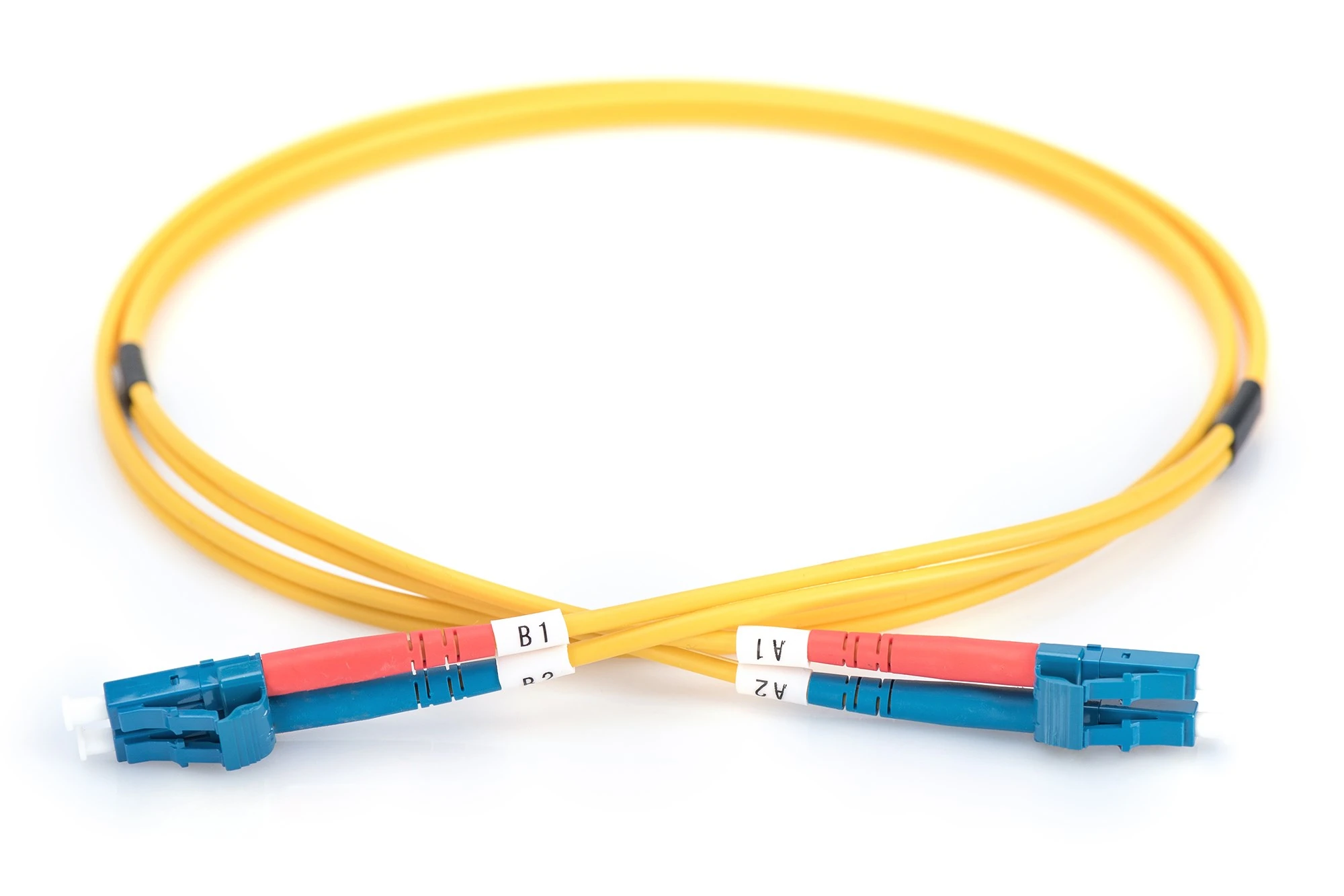 Fiber patch cord, duplex, LC to LC SM OS2 09/125 æ, 2 Metre