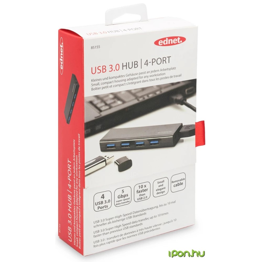 Ednet Ed-85155 4 Port 3.0 Siyah Usb Çoklayıcı