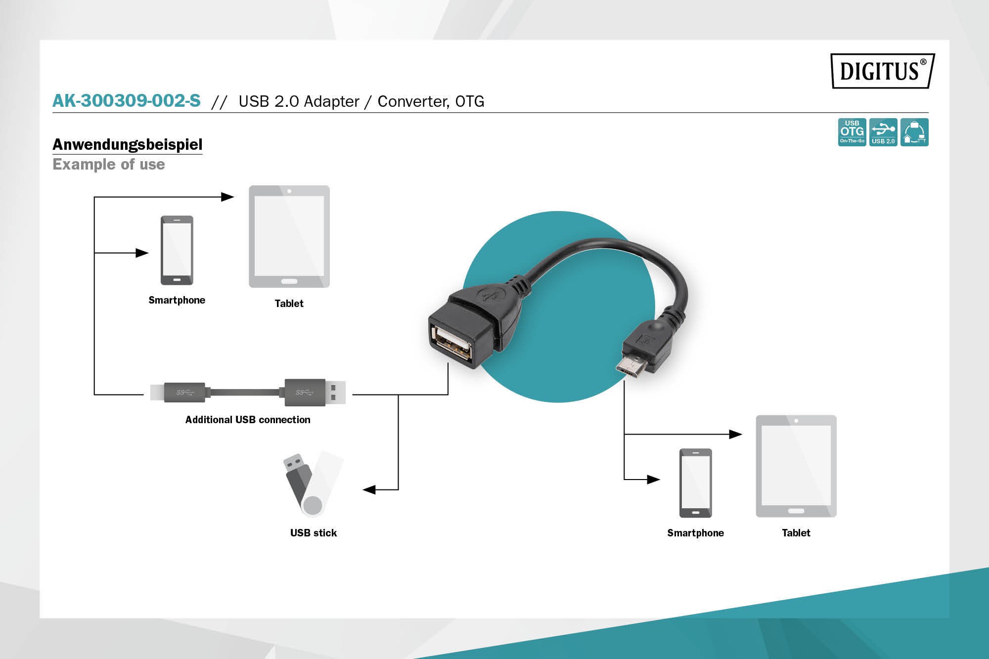 DIGITUS USB adaptör kablosu, OTG