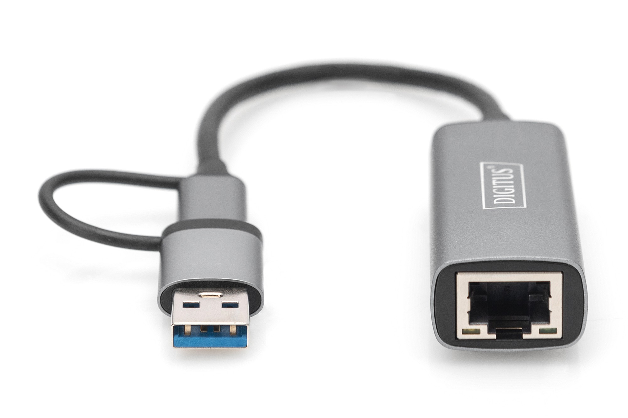 DIGITUS USB Type-C™ Gigabit Ethernet Adaptörü 2.5G, USB-C™ + USB A (USB3.1/3.0)