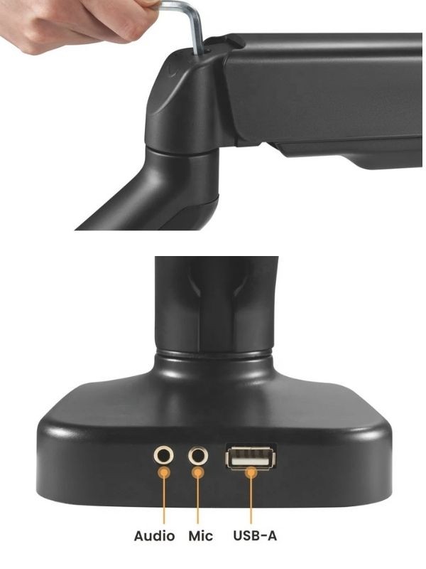Tekli Gaz Basınçlı Monitör Kolu 17 "-32" 9kg Mikrofon-Ses / USB çıkışlı