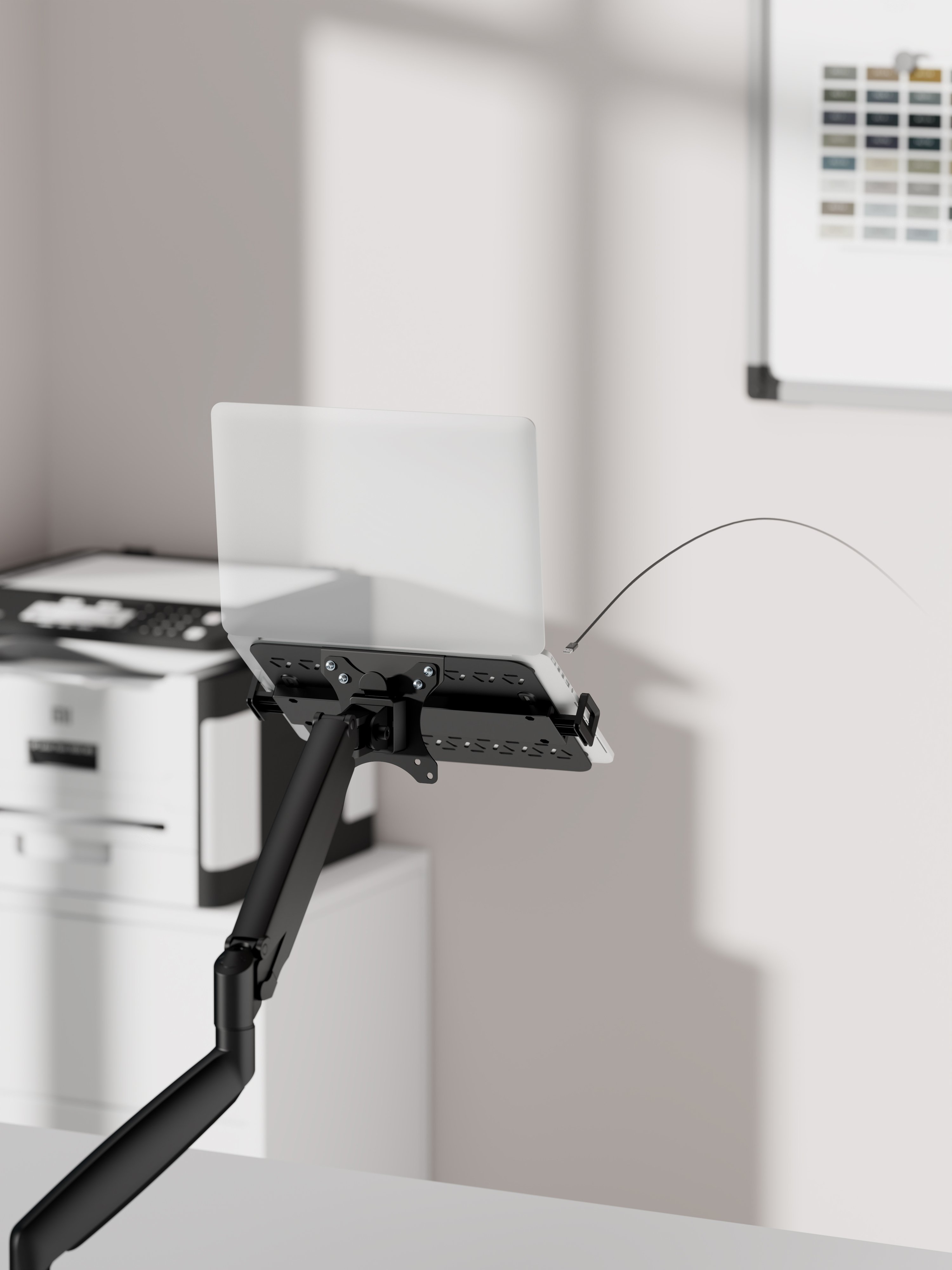 Monitör Koluna Takılabilen Dikey Laptop Tutucu Stand| 12” – 18” Arası | 9 kg Taşıma Kapasiteli