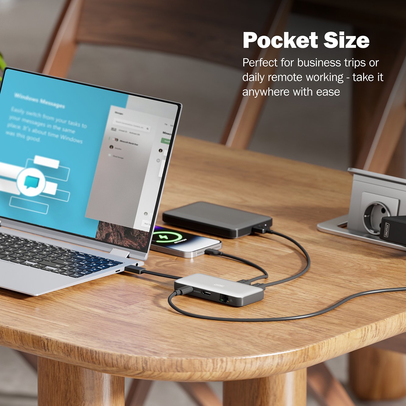 DIGITUS USB-C Seyahat Tipi Docking Station, 7-Port