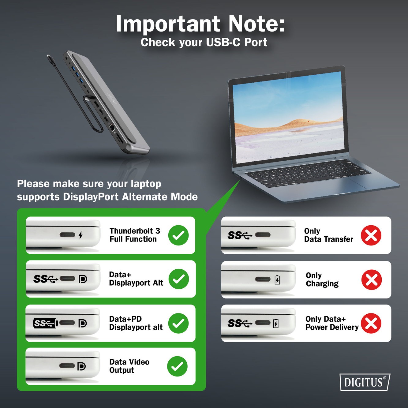 Digitus DA-70919 USB-C 8K 12 Port Bağlantı İstasyonu | 2x HDMI, 1x DP, 3x USB-A, USB-C, RJ45, PD, SD/MicroSD, Ses Çıkışı
