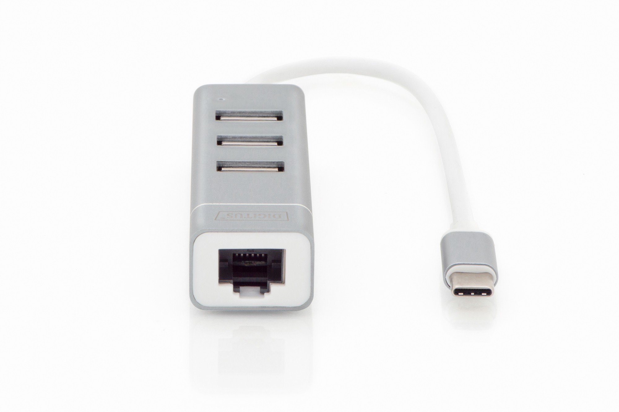 DIGITUS Type-C™ Konnektör ile USB 2.0 3-Port Hub & Fast Ethernet LAN Adaptörü